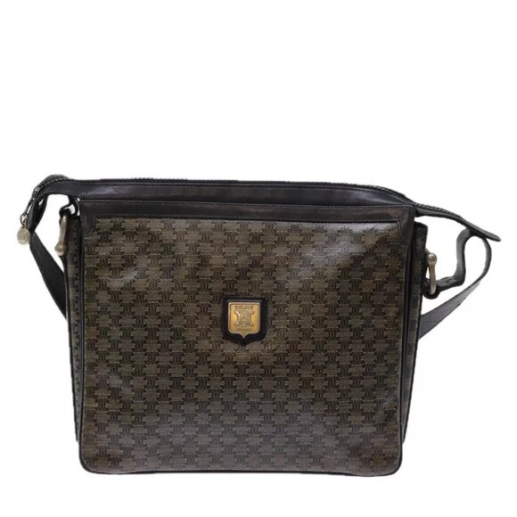 CELINE Macadam Canvas Shoulder Bag Black Auth - Picture 2 of 16